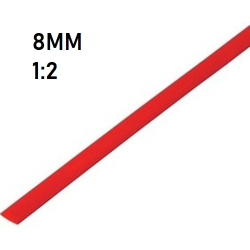 Термоусадка  8мм (1м, красная, усадка 1:2)