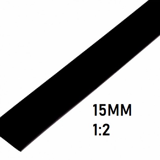 Термоусадка 15мм (1м, черная, усадка 1:2)