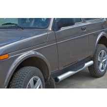 Подножки Нива  труба с пластиковыми заглушками черные