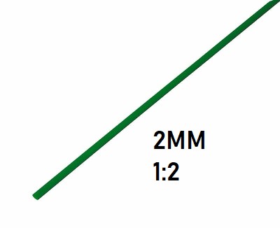 Термоусадка  2мм (1м, зеленая, усадка 1:2)