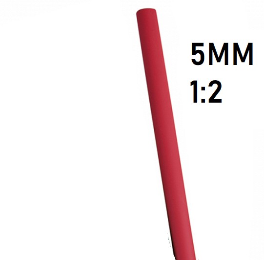 Термоусадка  5мм (1м, красная, усадка 1:2)