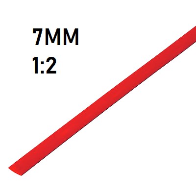 Термоусадка  7мм (1м, красная, усадка 1:2)