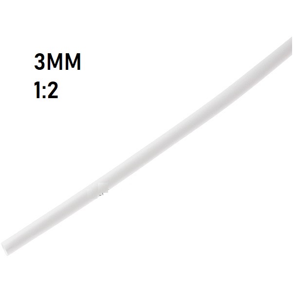 Термоусадка  3мм (1м, белая, усадка 1:2)
