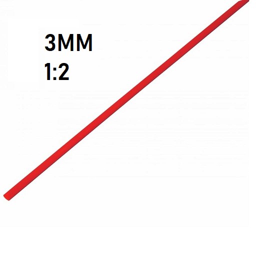 Термоусадка  3мм (1м, красная, усадка 1:2)