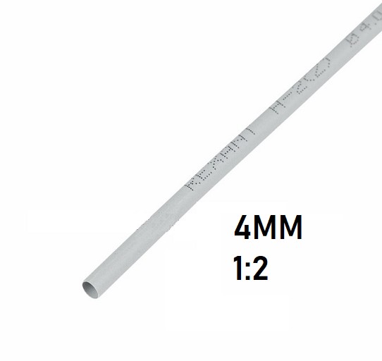 Термоусадка  4мм (1м, серая, усадка 1:2)