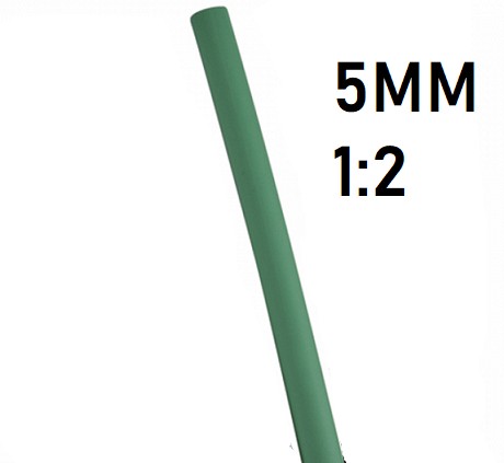 Термоусадка  5мм (1м, зеленая, усадка 1:2)