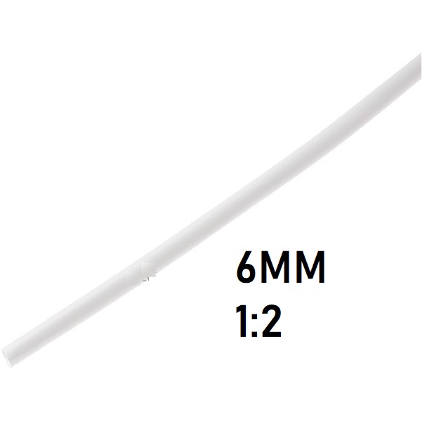 Термоусадка  6мм (1м, белая, усадка 1:2)