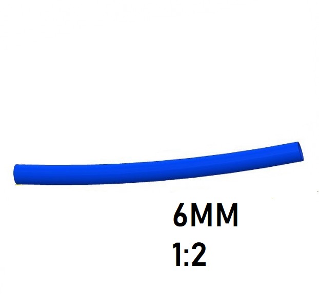 Термоусадка  6мм (1м, синяя. усадка 1:2)