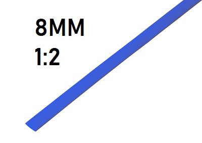 Термоусадка  8мм (1м, синяя, усадка 1:2)