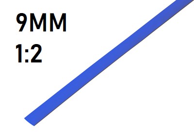 Термоусадка  9мм (1м, синяя, усадка 1:2)