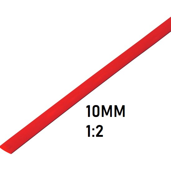 Термоусадка 10мм (1м, красная, усадка 1:2)