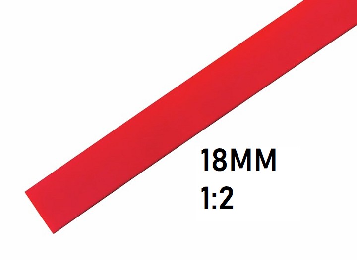 Термоусадка 18мм (1м, красная, усадка 1:2)