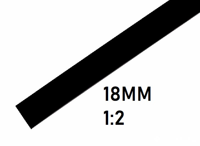 Термоусадка 18мм (1м, черная, усадка 1:2)