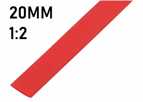 Термоусадка 20мм (1м, красная, усадка 1:2)