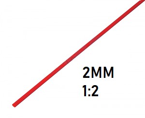 Термоусадка  2мм (1м, красная, усадка 1:2)
