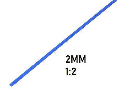 Термоусадка  2мм (1м, синяя, усадка 1:2)