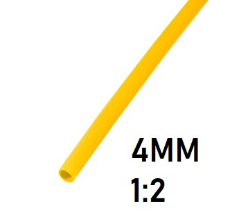 Термоусадка  4мм (1м, желтая, усадка 1:2)