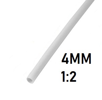 Термоусадка  4мм (1м, белая, усадка 1:2)