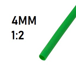 Термоусадка  4мм (1м, зеленая, усадка 1:2)