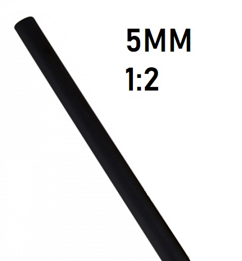 Термоусадка  5мм (1м, черная, усадка 1:2)