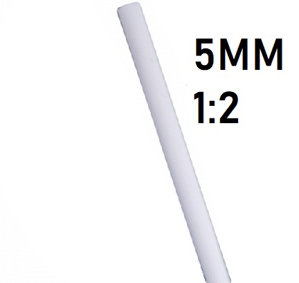 Термоусадка  5мм (1м, белая,усадка 1:2)