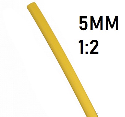 Термоусадка  5мм (1м, желтая, усадка 1:2)