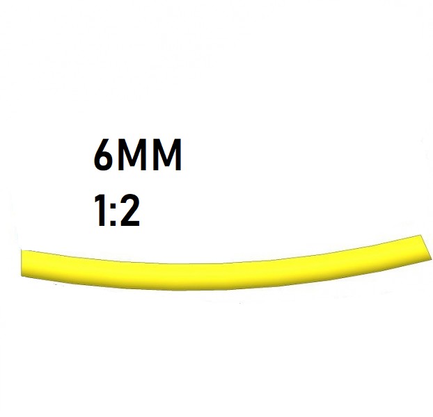 Термоусадка  6мм (1м, желтая, усадка 1:2)