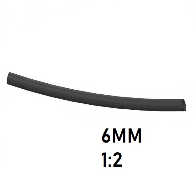 Термоусадка  6мм (1м, черная. усадка 1:2)