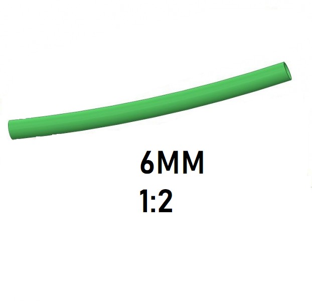 Термоусадка  6мм (1м, зеленая. усадка 1:2)