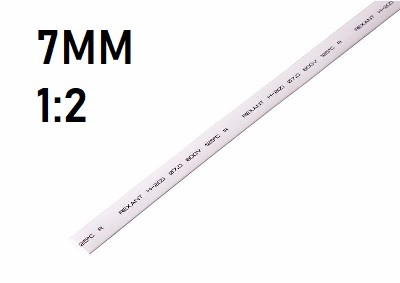 Термоусадка  7мм (1м, белая, усадка 1:2)