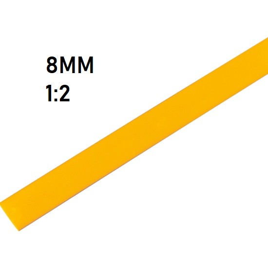 Термоусадка  8мм (1м, желтая, усадка 1:2)