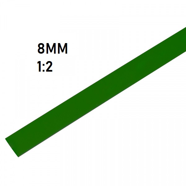 Термоусадка  8мм (1м, зеленая, усадка 1:2)
