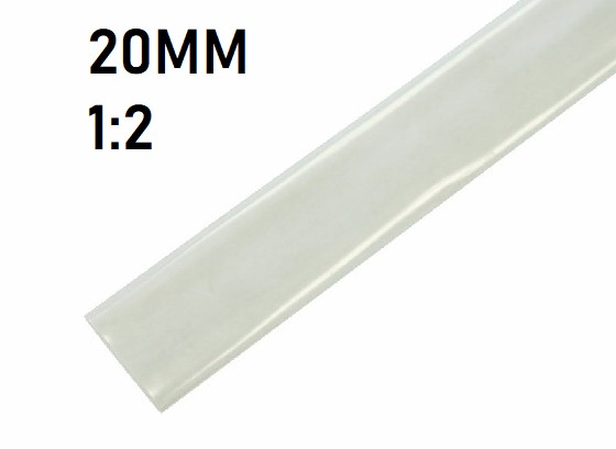 Термоусадка 20мм (1м, прозрачная, усадка 1:2)