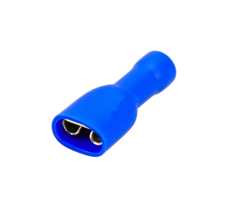 Клемма мама стандарт 6,3   пластик изоляция  синяя (под провод до 2,5мм)