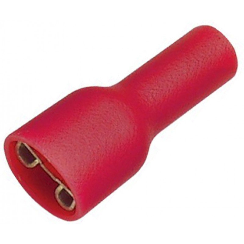 Клемма мама стандарт 6,3   пластик изоляция  красная (под провод до 1,5мм)