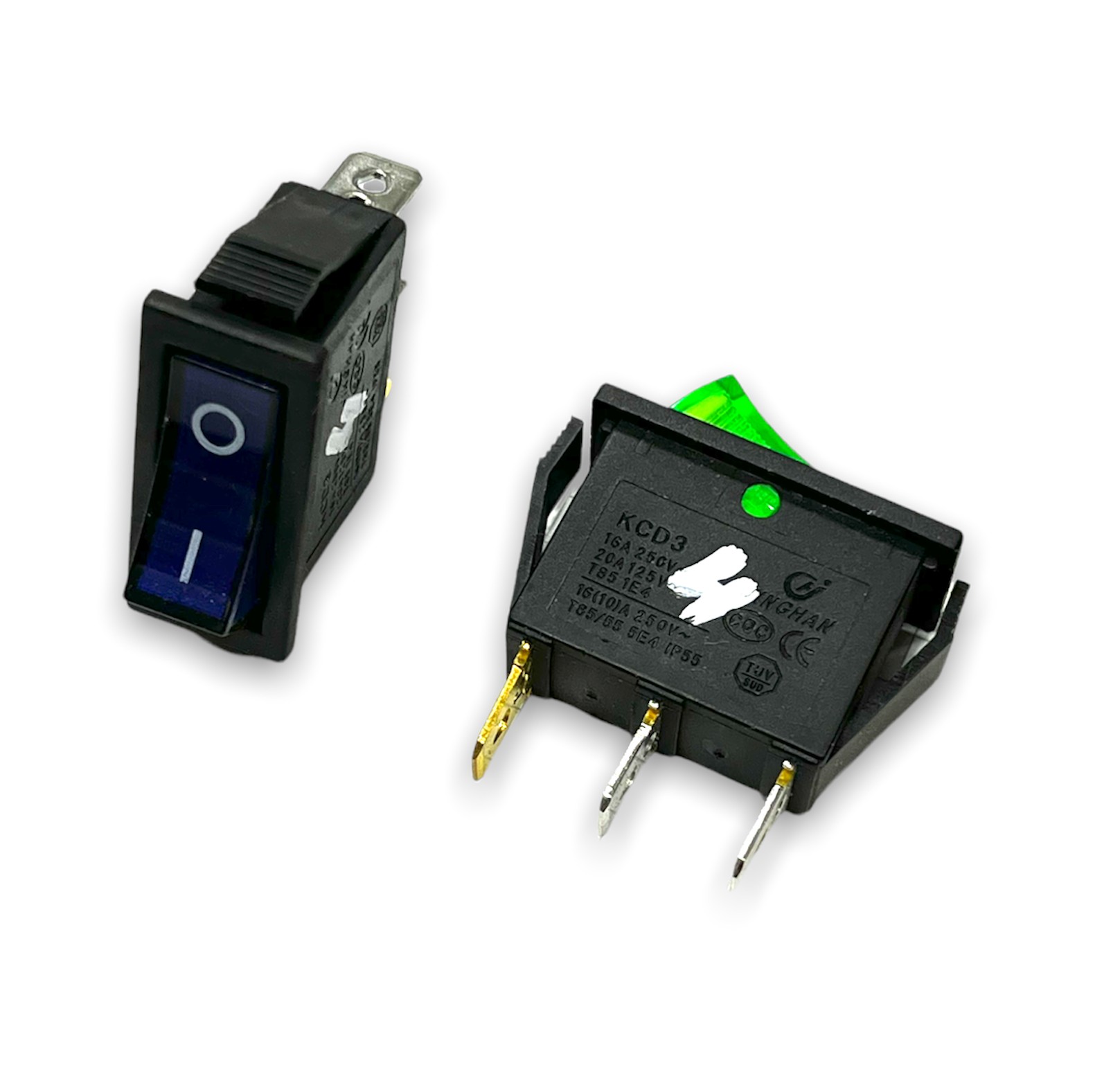 Кнопка универс. №04 тумблер светящийся 3х-контакт. 2 полож.