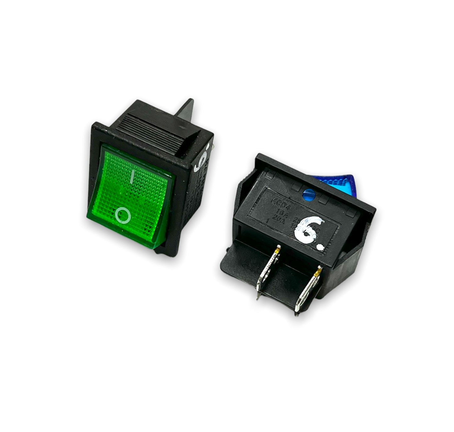 Кнопка универс. №06 тумблер светящийся 4х-контакт. 2 полож.