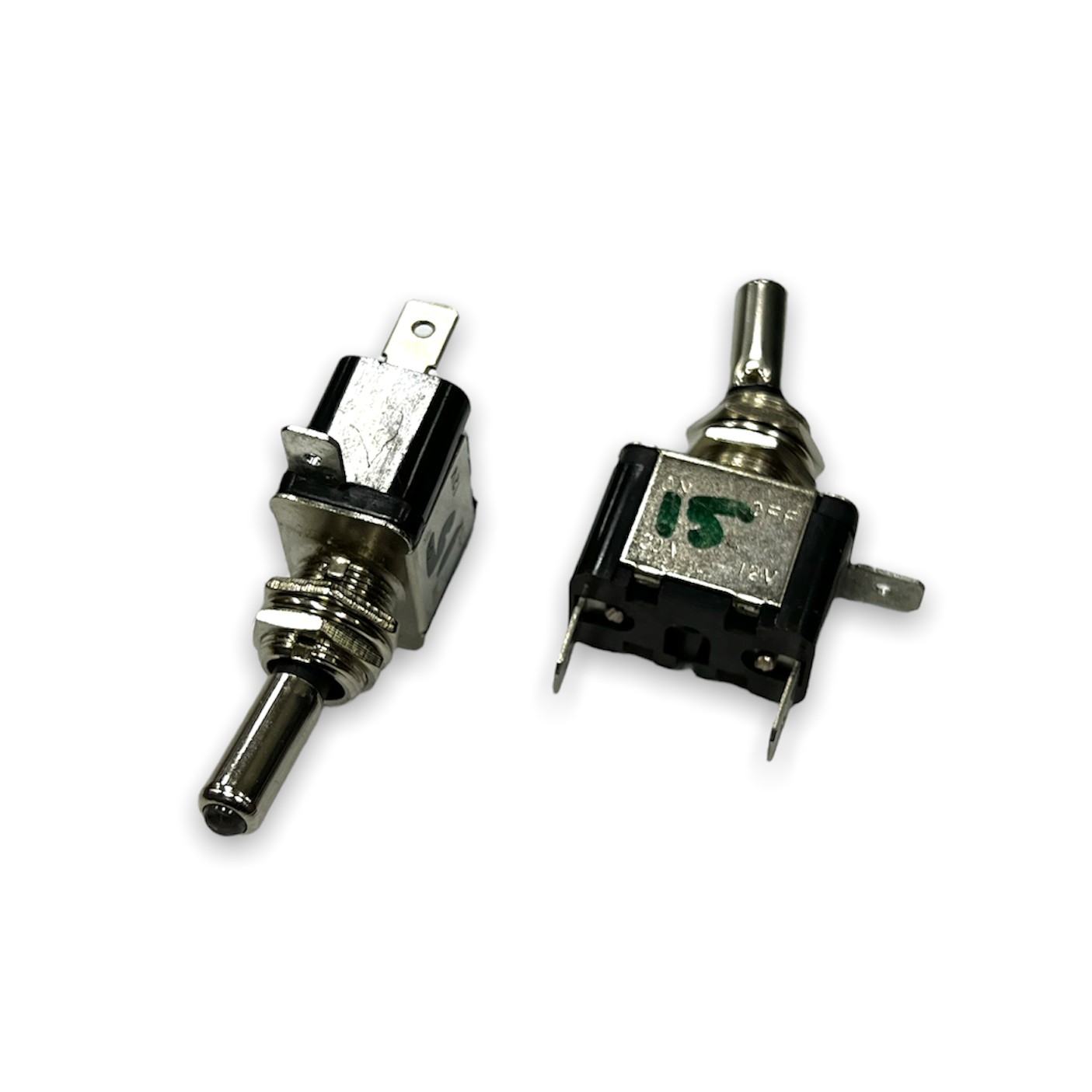 Кнопка универс. №15 тумблер метал.с подсветкой 3х-контакт. 2 полож.