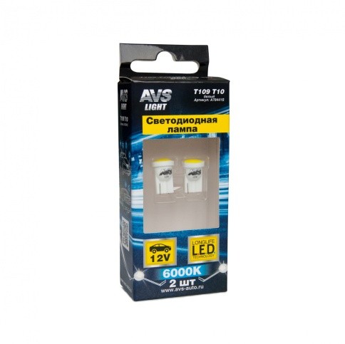 Лампочка диод Т10 COB круг.бел. б/ц AVS