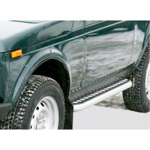 Подножки Нива хром.черные тонкие